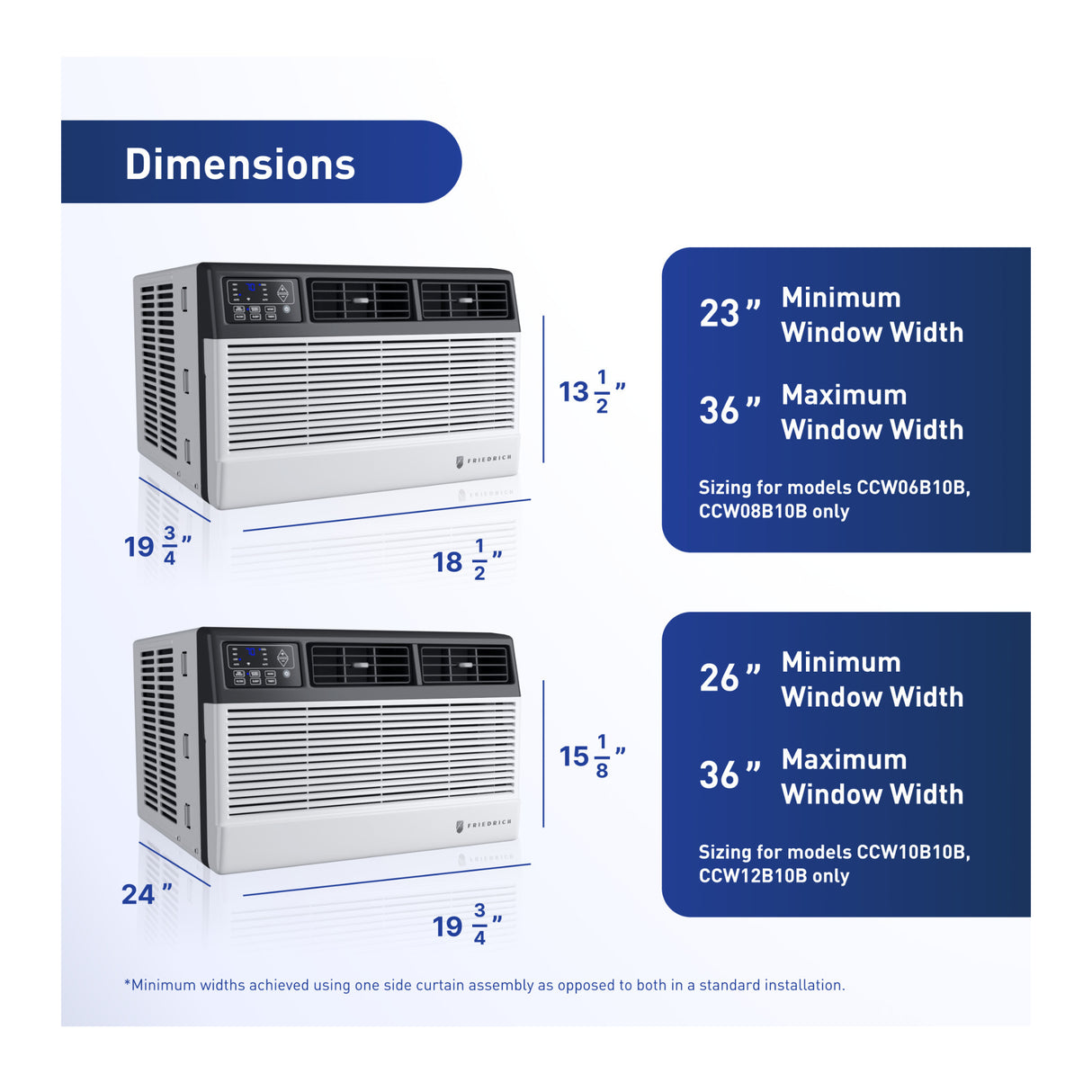 Friedrich Chill Premier 8000 BTU Smart Wi-Fi Window/Wall Room Air Conditioner with Slide-Out Chassis