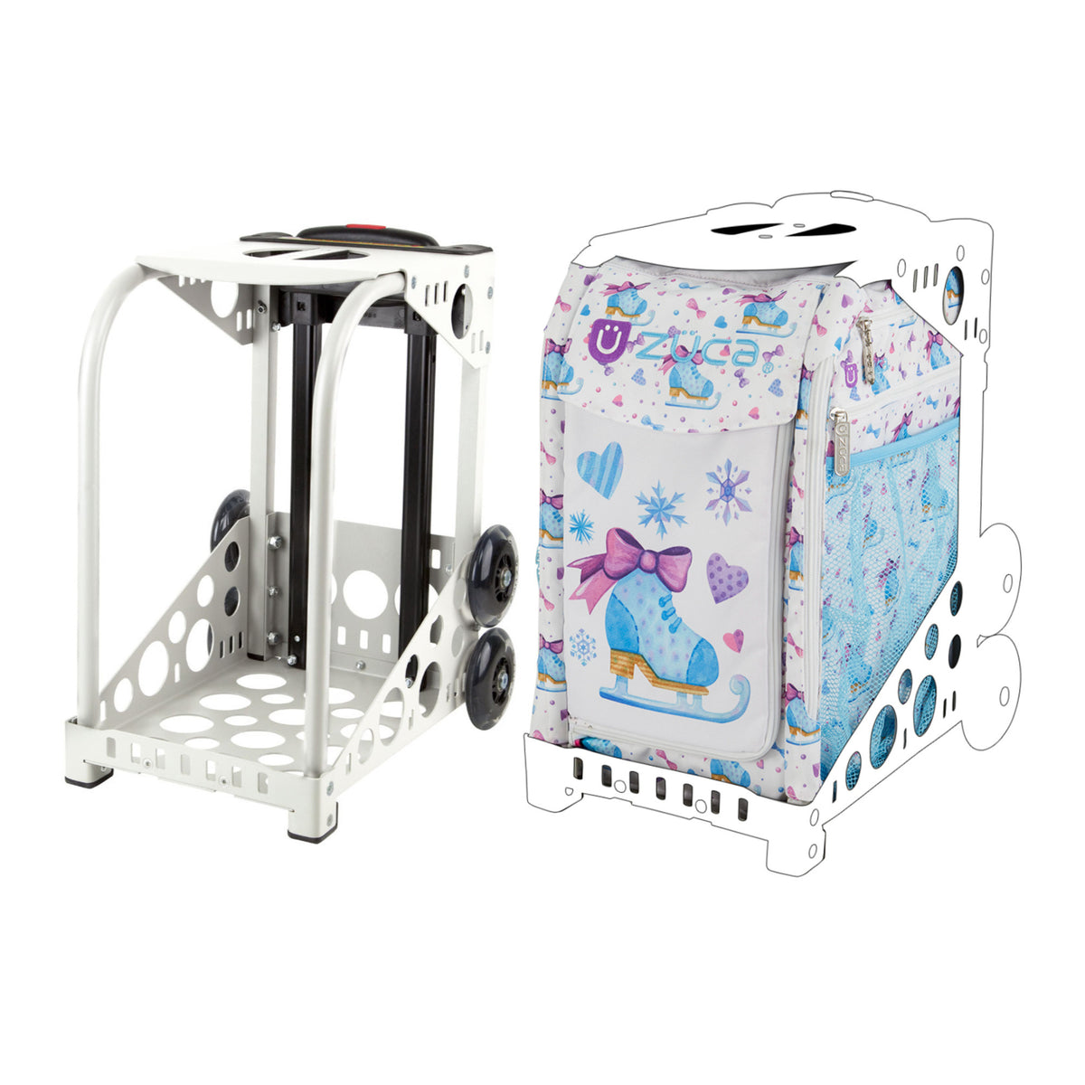 Zuca Sport White Frame with Removable Skate Style Water Resistant Insert Bundle