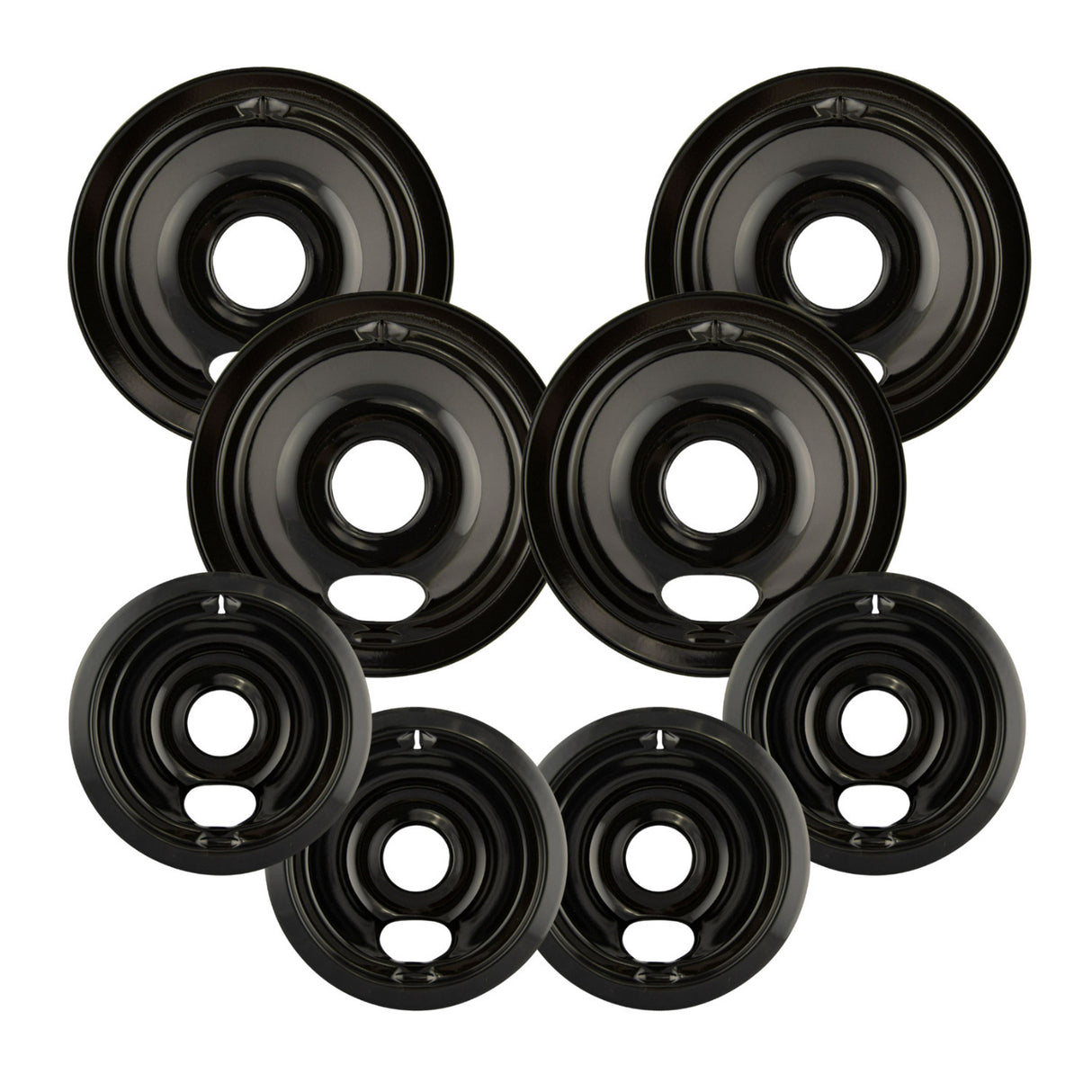 Range Kleen P119204XN Drip Bowls Bundle with 8 Black Style B Porcelain Bowls