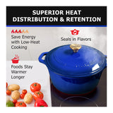 Mueller DuraCast 6-Quart Enameled Cast Iron Dutch Oven with Lid (Blue)