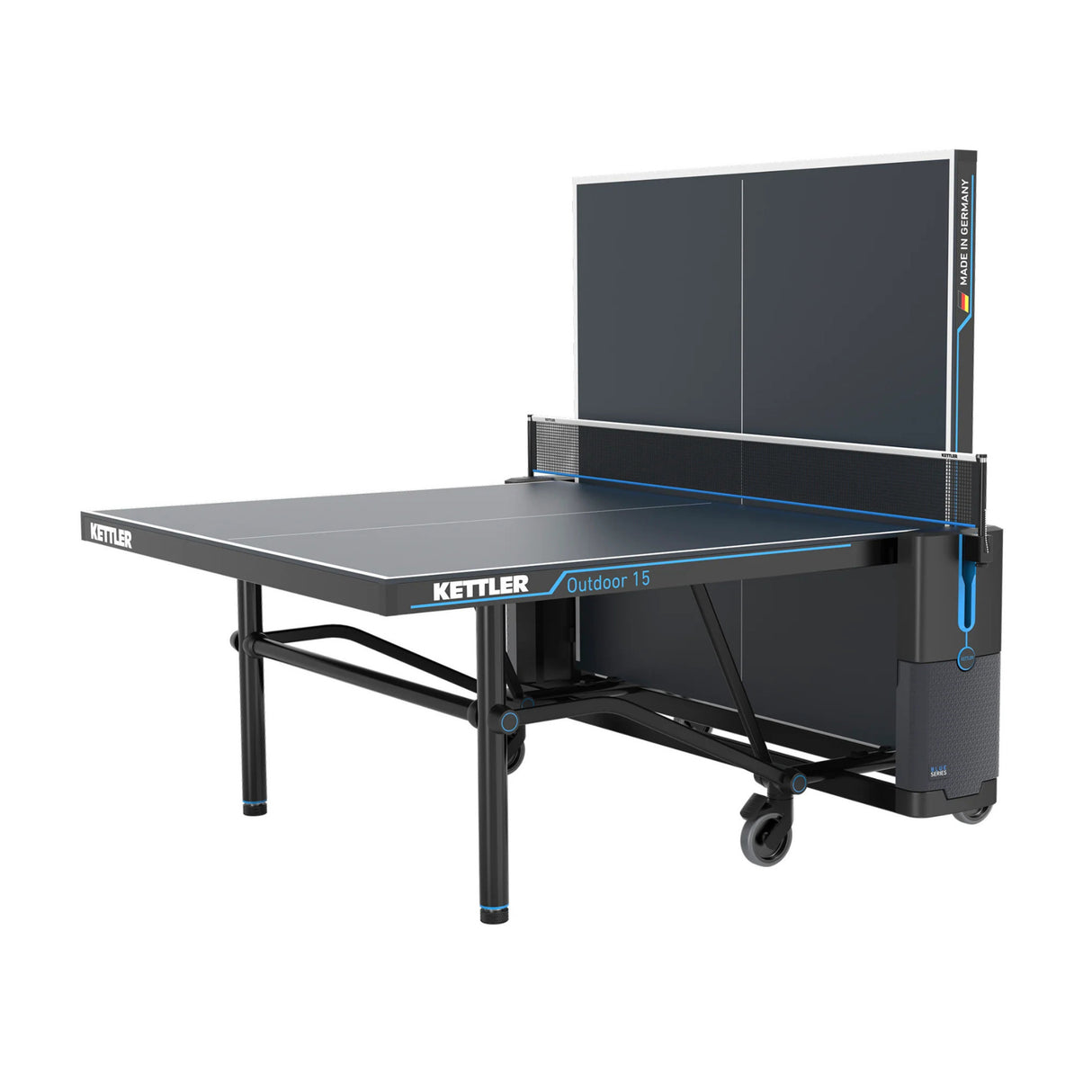 Kettler Outdoor 15 Table Tennis Table with Enclosed Racket Storage Compartment