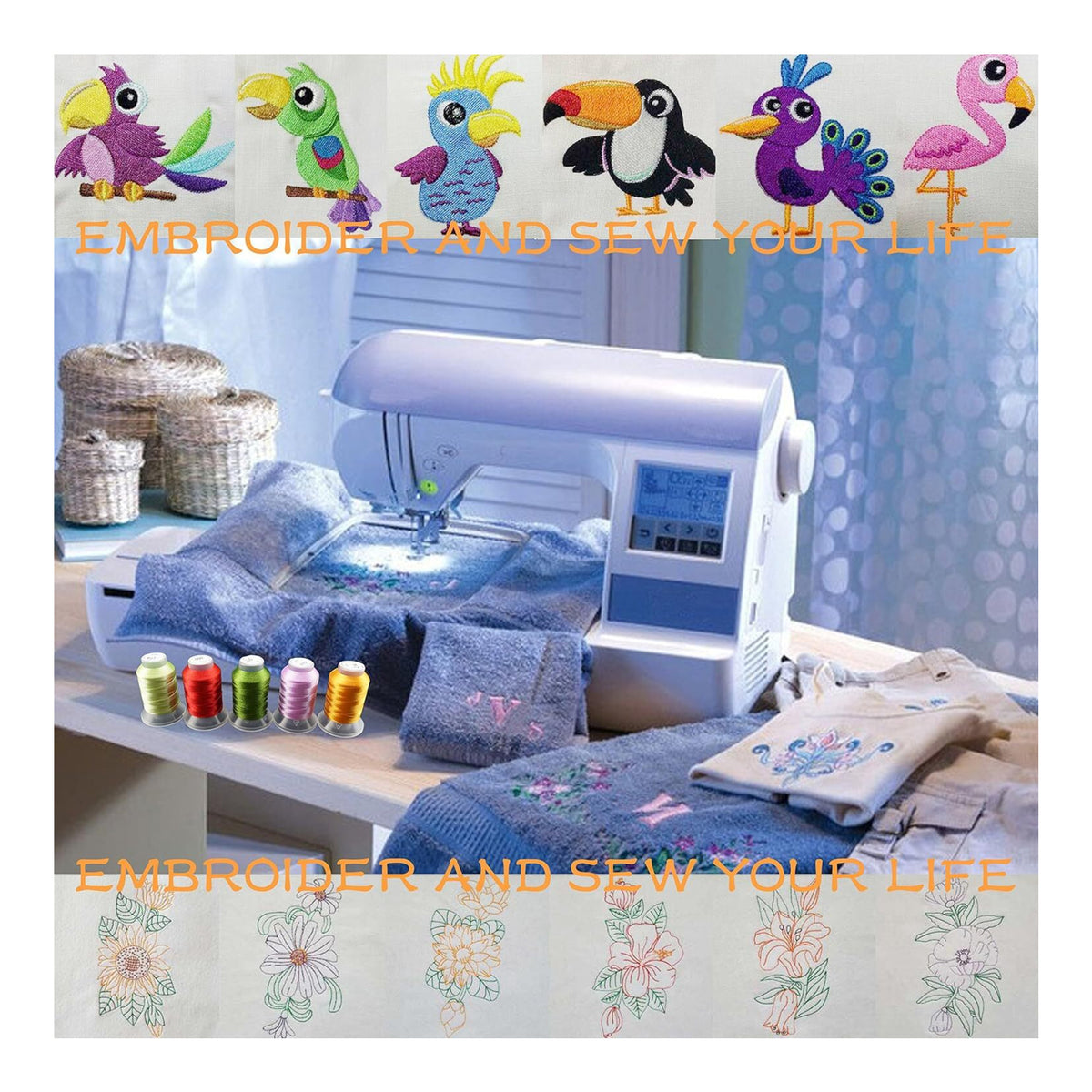 New Brothread 80 Spools Polyester Embroidery Thread Kit 500M Each - Colors Match Janome and Robison-Anton Colors