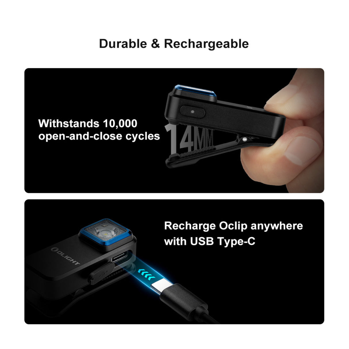 OLIGHT Oclip Rechargeable Clip-On with White and Red Light (Black)
