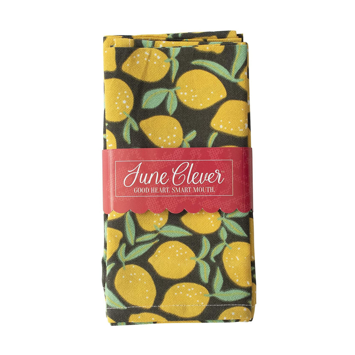 June Clever  Farmer's Market Collection, Fabric Napkins for Dining 17X17in (Easy Peasy Lemon Squeezy) (4 Napkins)
