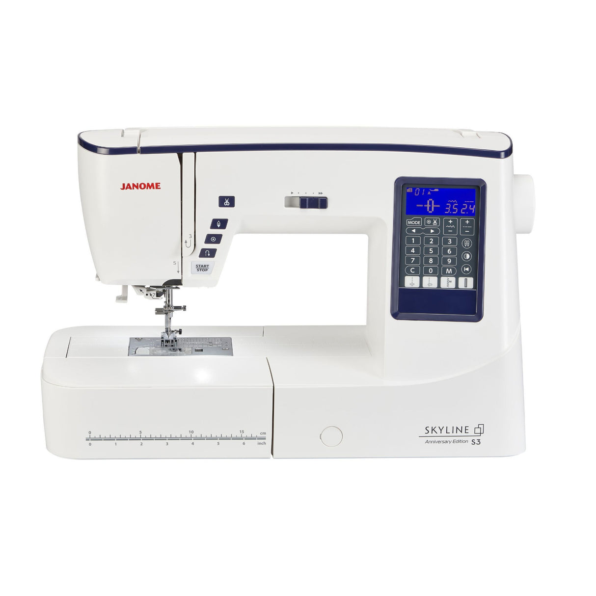 Janome Skyline S3 Anniversary Edition Sewing Machine (White)