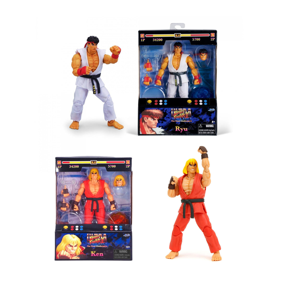 Jada Toys Street Fighter II Set (Ryu, Ken, Dhalsim, M. Bison, Chun Li and Guile)