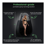 Large Pop-Up Spray Tan Tent with Clear Panel and Fan Opening (Black)