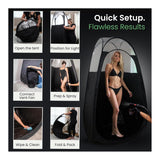 Large Pop-Up Spray Tan Tent with Clear Panel and Fan Opening (Black)