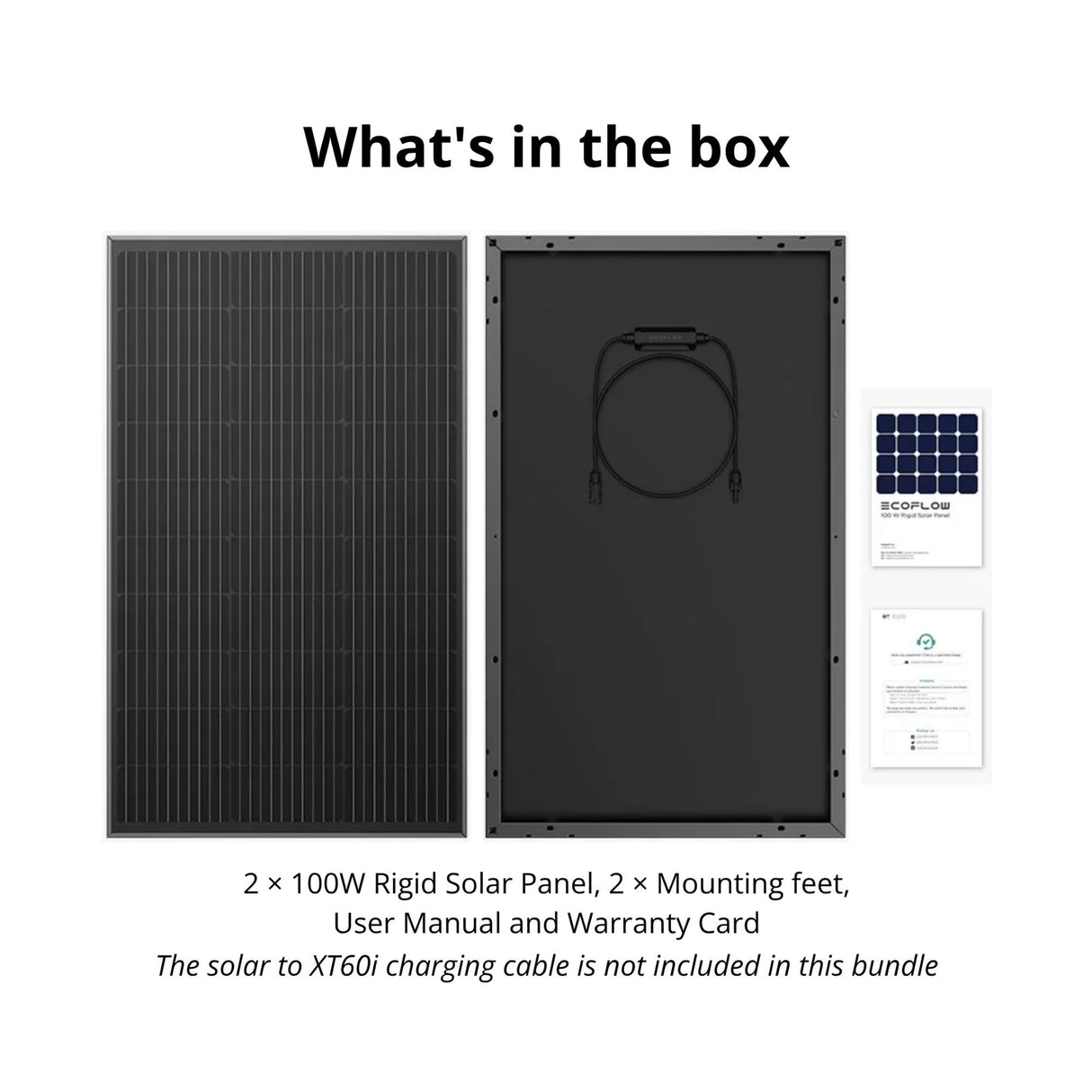 EcoFlow 100W Rigid Solar Panel IP68 Weatherproof for Outdoor Power (2-Pack)