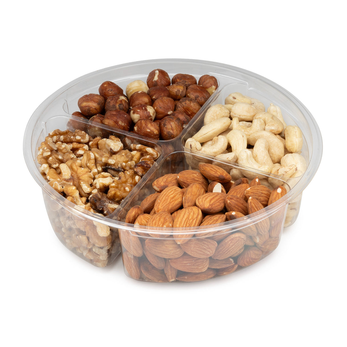 Variety Fresh Assortment Tray, Almonds,Walnut, Cashew,Hazelnuts Gourmet Food Nut Basket,4-Section