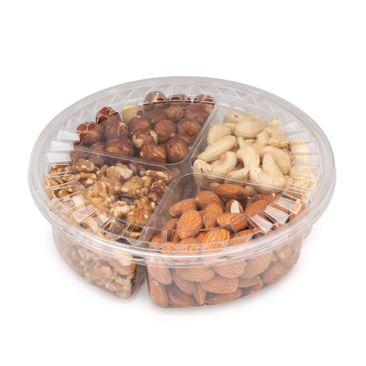 Variety Fresh Assortment Tray, Almonds,Walnut, Cashew,Hazelnuts Gourmet Food Nut Basket,4-Section