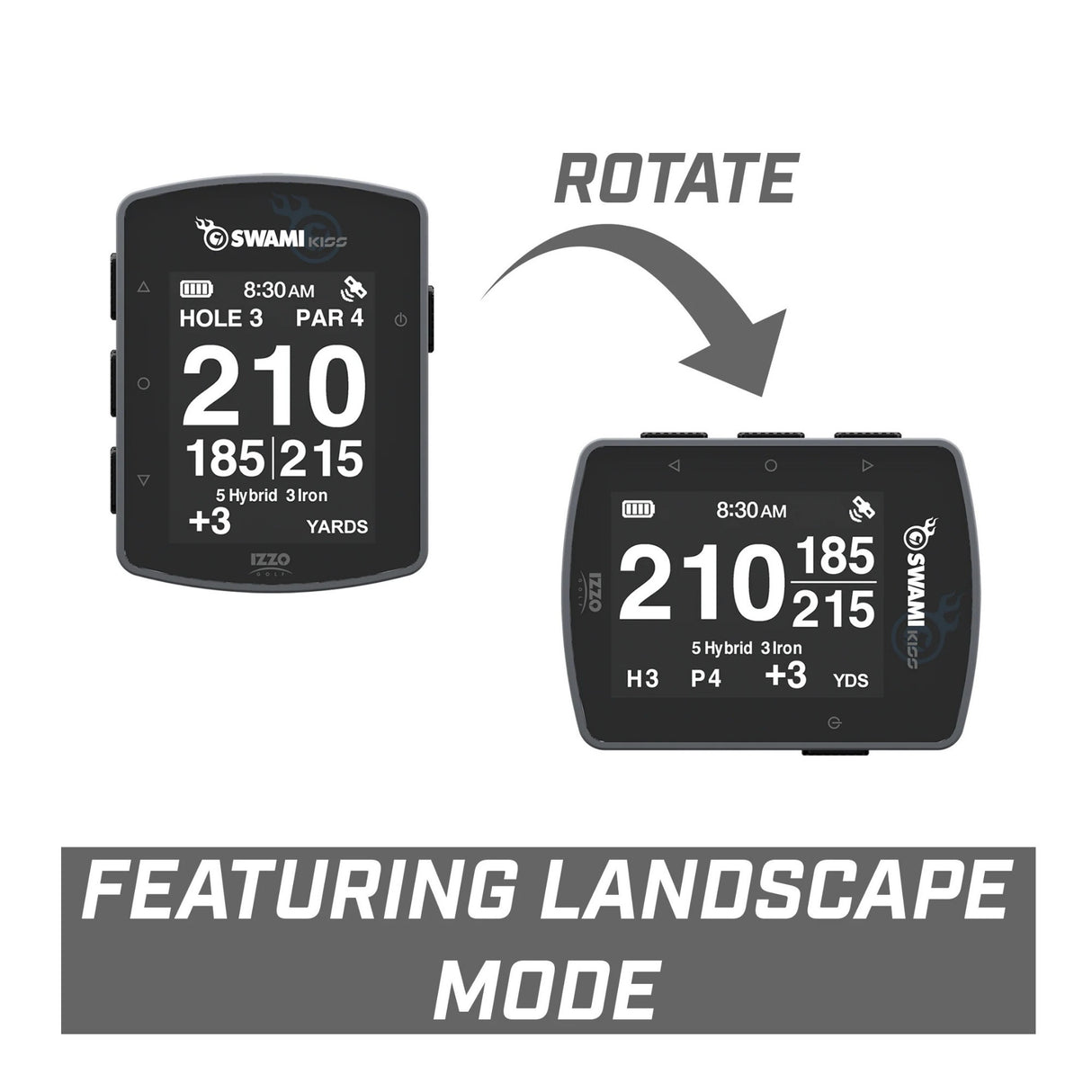Izzo Swami KISS 2.0 Handheld Golf GPS Rangefinder - Water Resistant (Gray)