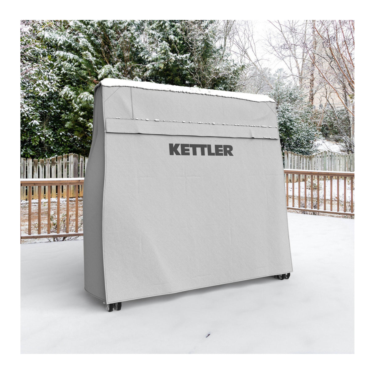 KETTLER Outdoor 15 Table Tennis Table with Cover and 4-Player Accessory Bundle