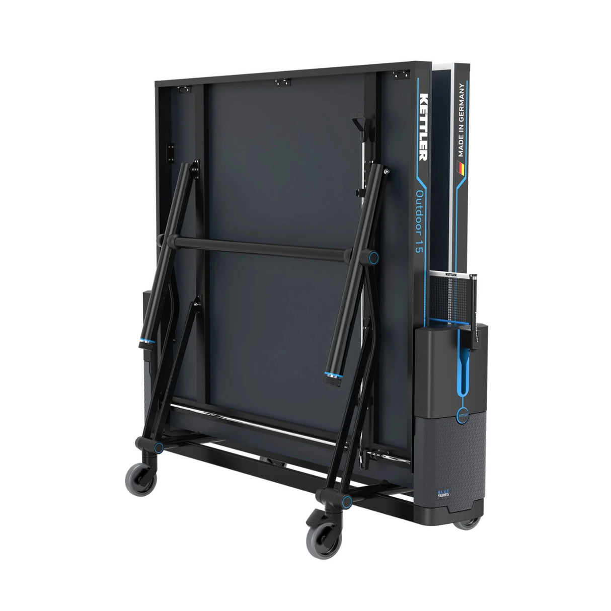 KETTLER Outdoor 15 Table Tennis Table with Cover and 4-Player Accessory Bundle