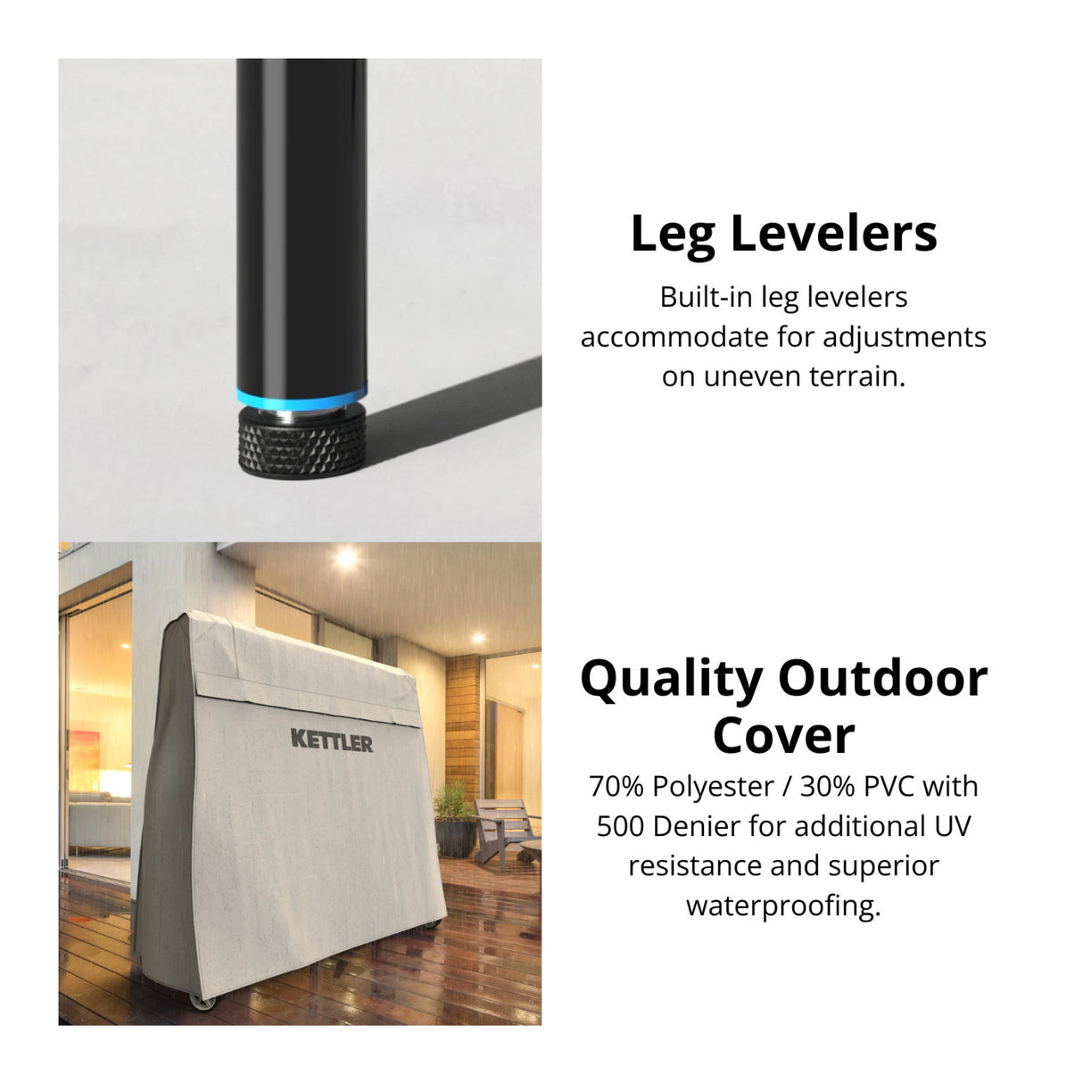 KETTLER Outdoor 15 Table Tennis Table with Cover and 4-Player Accessory Bundle