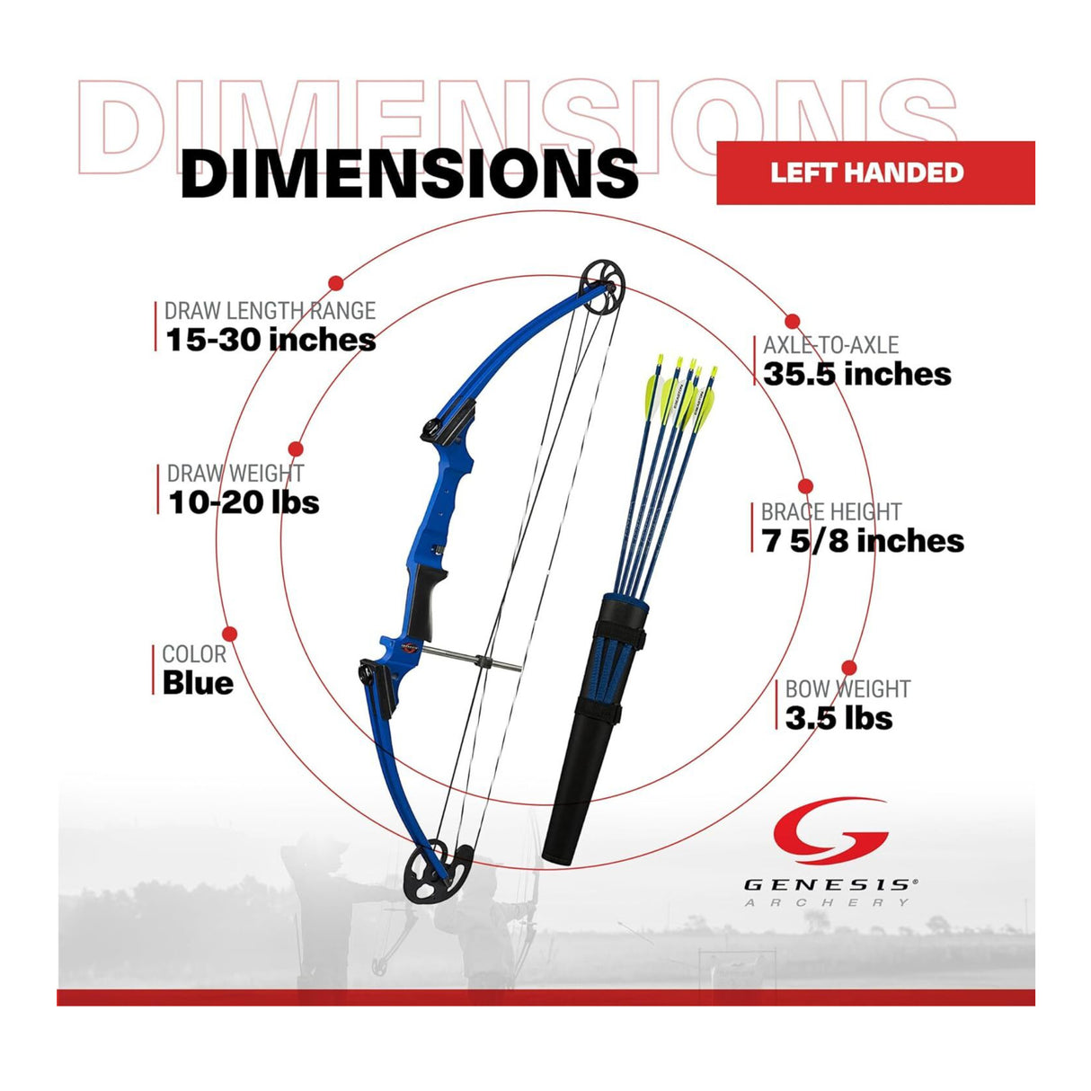 Genesis Bows Original Gen Bow Kit - Left-Hand, Zero Let-Off Design (Blue)