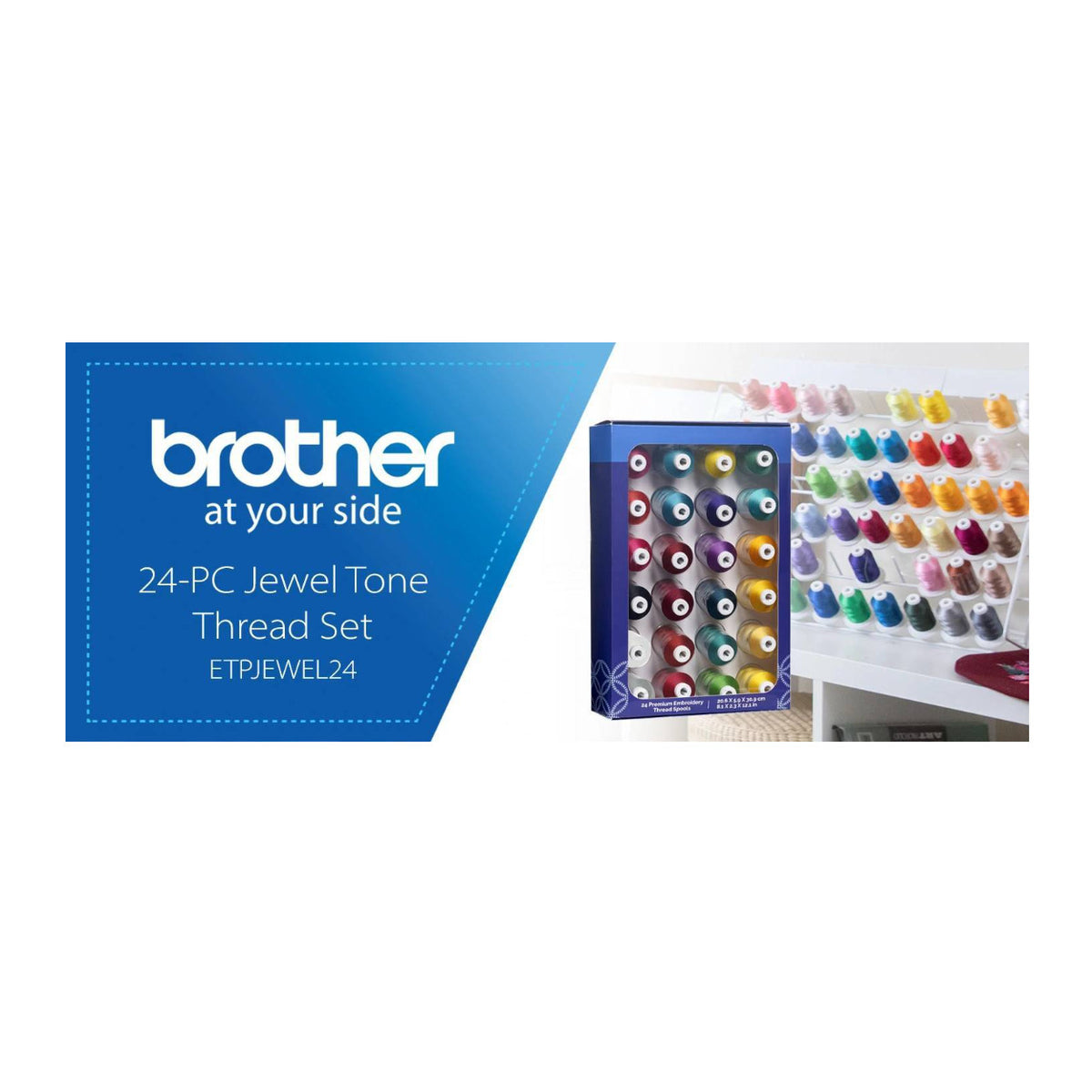 Brother 24-Piece Jewel Tone Embroidery Thread Set