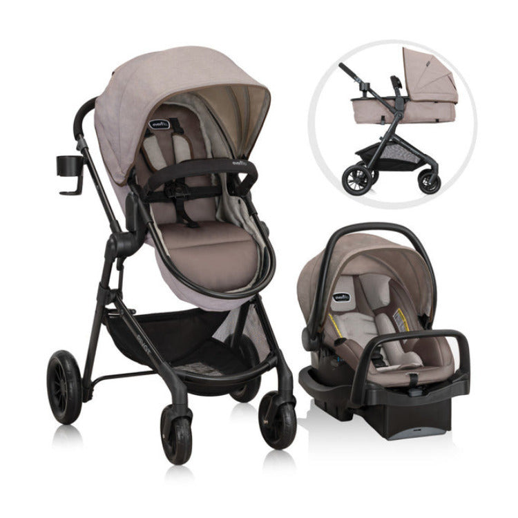 Evenflo Pivot Modular Travel System with LiteMax Infant Car Seat (Desert Tan)