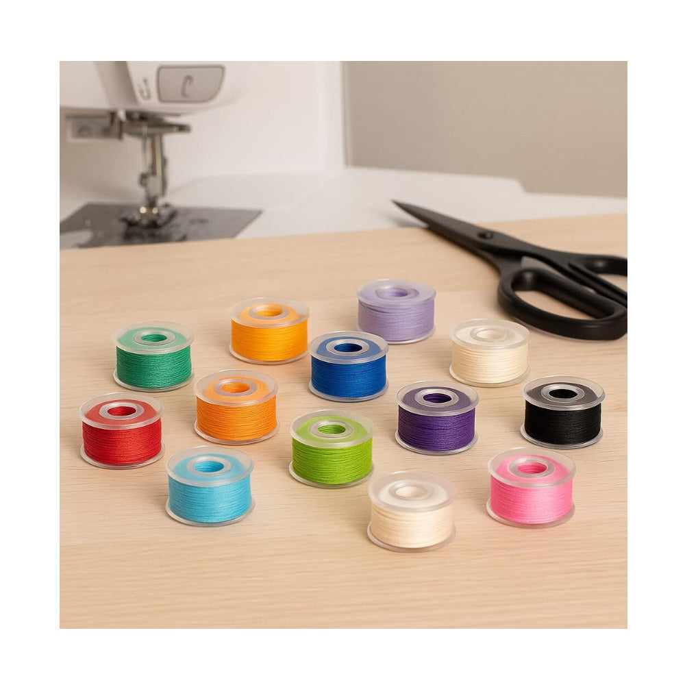 Mandala Crafts 36 Assorted Color Bobbins with Thread for Singer and Brother Sewing Machines