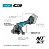 Makita GAG01M1 40V max XGT Brushless Cordless 41/2in / 5in Angle Grinder Kit