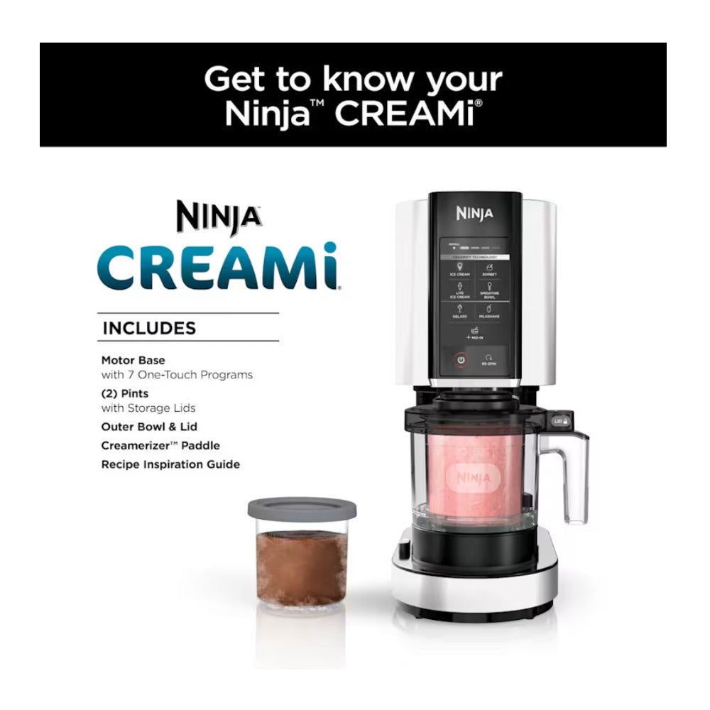 Ninja CREAMi Ice Cream Maker 7 Preset Programs (White)