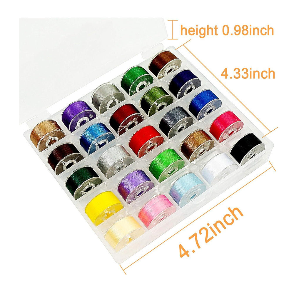 New Brothread 25pcs Assorted Colors 70D/2 (60WT) Prewound Bobbin Thread