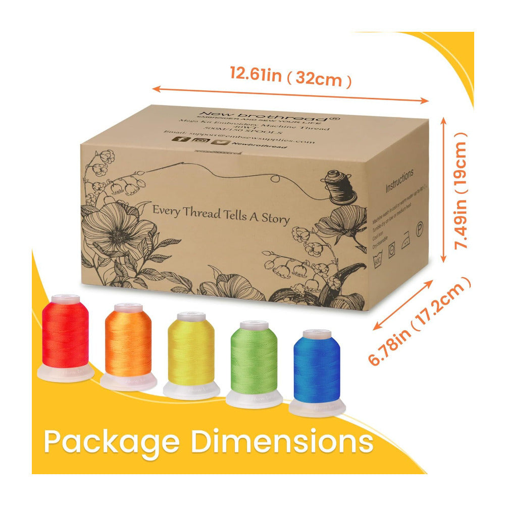 New Brothread Mega Kit 150 Colors Embroidery Machine Thread 40WT 500M/550YD
