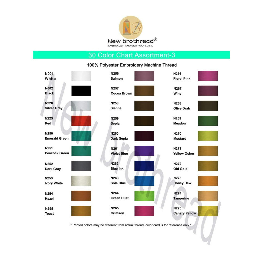 New Brothread 32 Spools Polyester Embroidery Machine Thread Kit 1000M (1100Y)