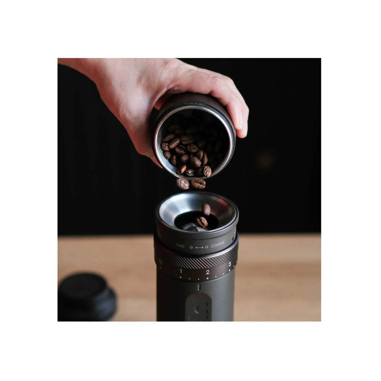 OutIn Fino Portable Electric Coffee Grinder with 28 Grind Sizes (Tundra Brown)