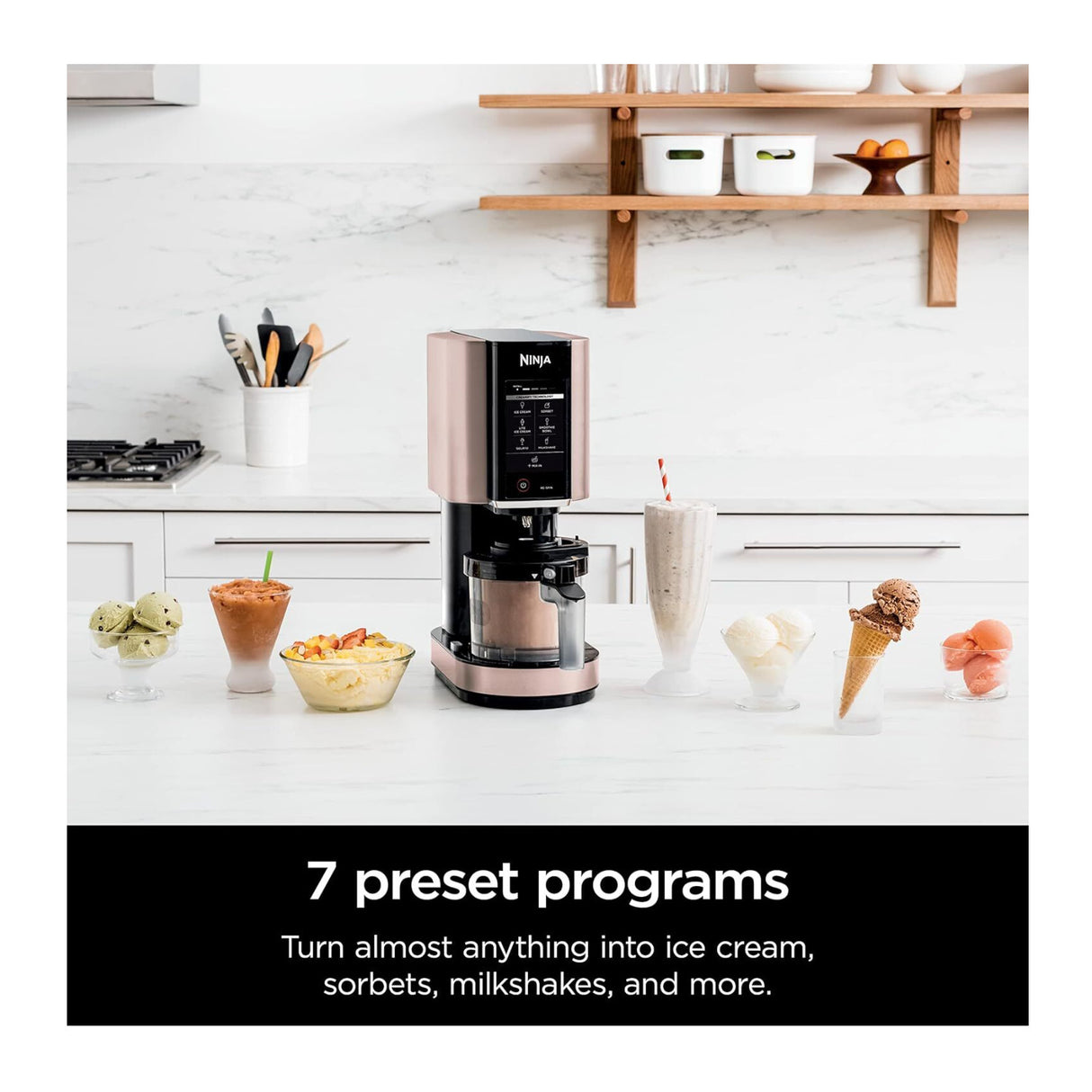 Ninja NC301 CREAMi Ice Cream Maker with 7 One-Touch Programs (Rose Gold)
