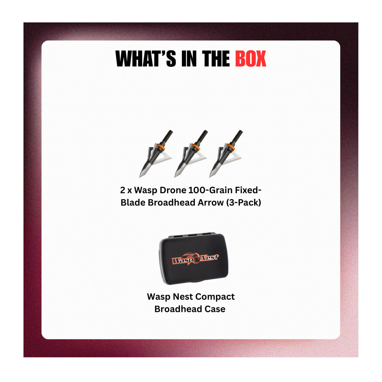 Wasp Drone 100-Grain Fixed-Blade Broadhead Arrow (6-Pack) with Case Bundle