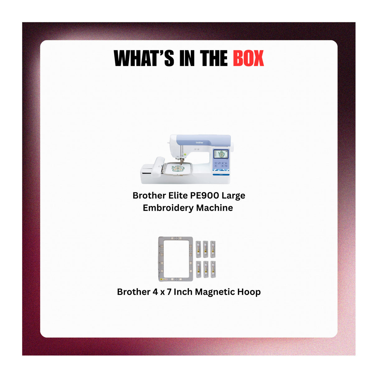 Brother Elite PE900 Large Embroidery Machine Bundle with Magnetic Hoop
