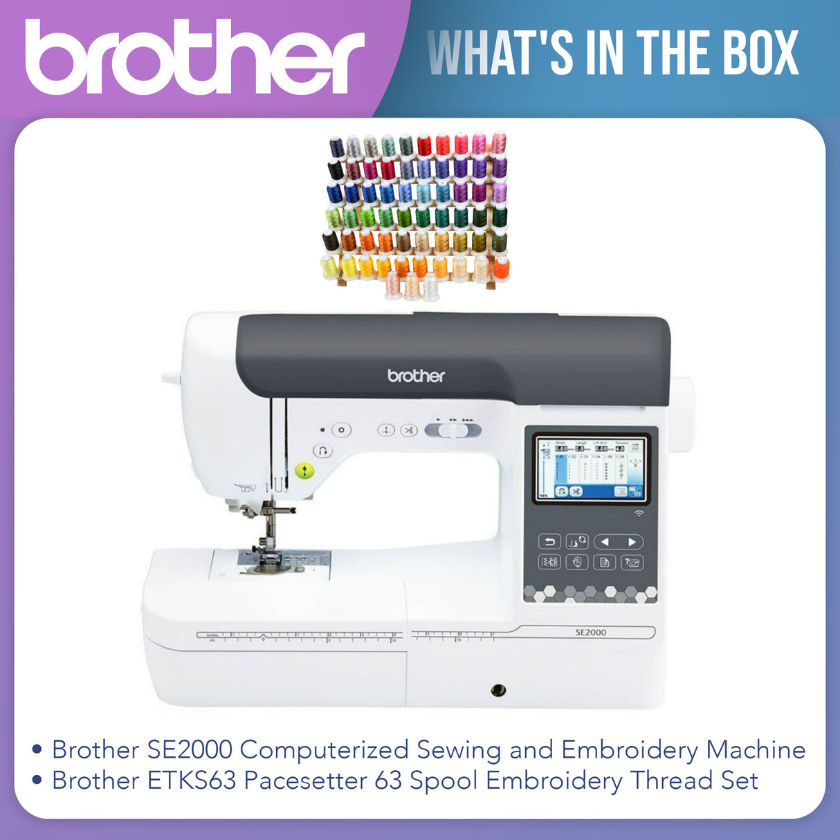 Brother SE2000 Computerized Sewing and Embroidery Machine with Thread Set Bundle