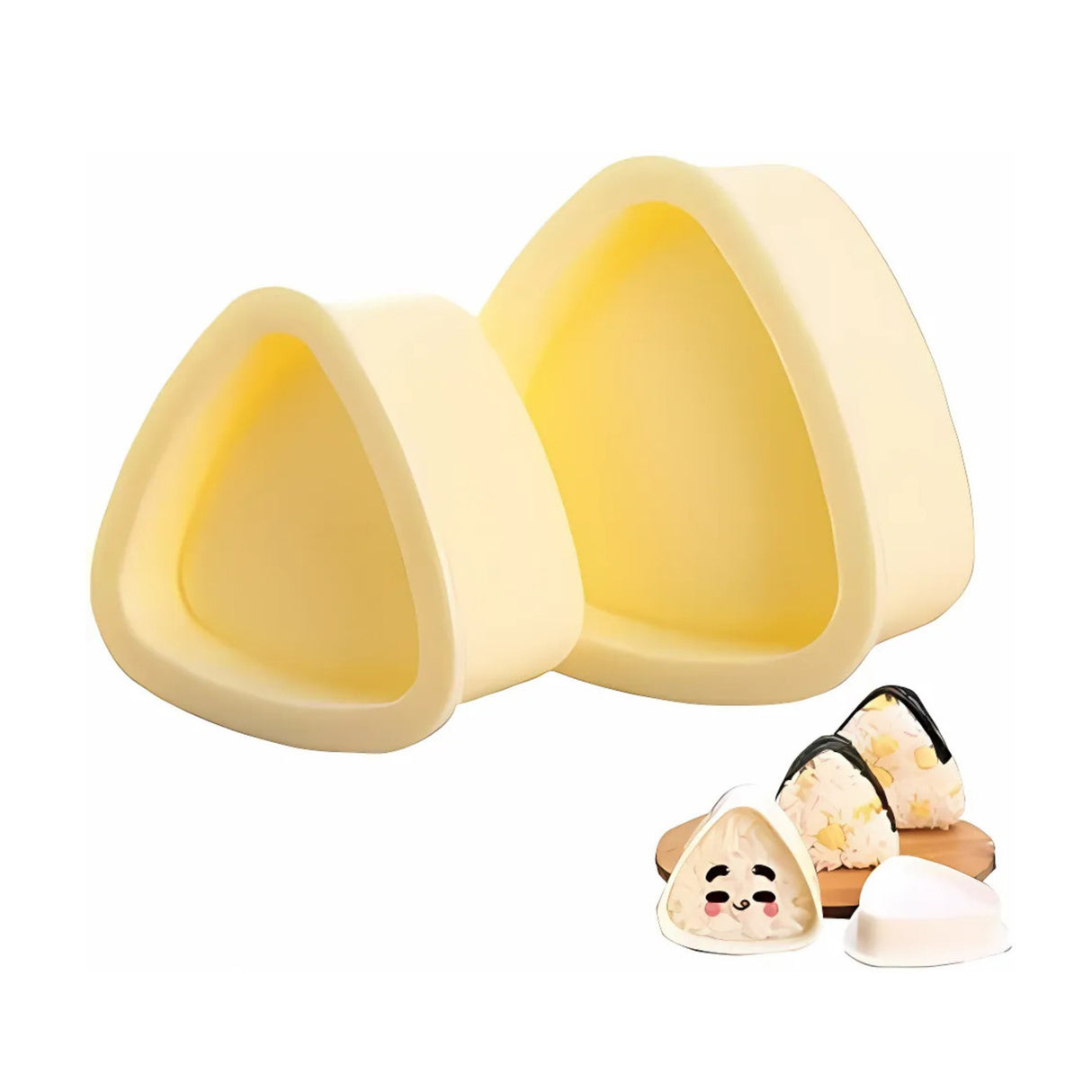 Onigiri 2 Pieces Rice Ball Mold Makers, Triangle Sushi Mold (Beige)