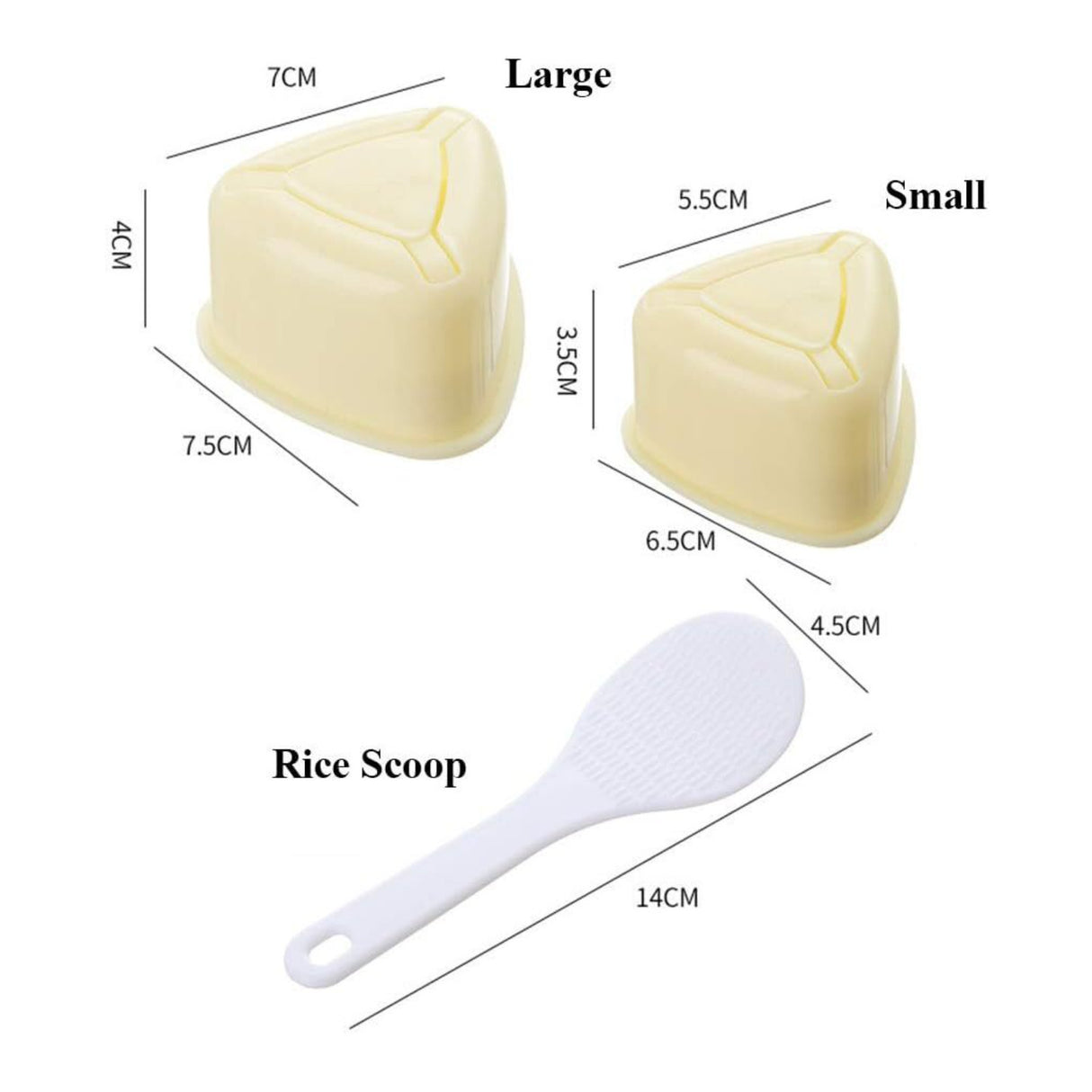 Onigiri 2 Pieces Rice Ball Mold Makers, Triangle Sushi Mold (Beige)