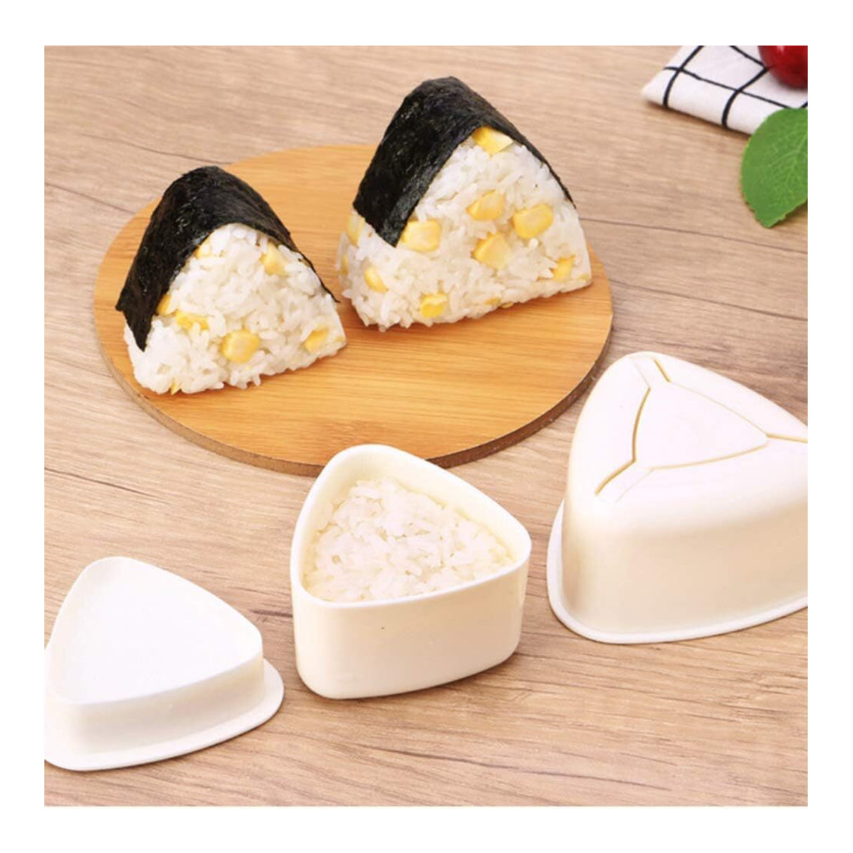 Onigiri 2 Pieces Rice Ball Mold Makers, Triangle Sushi Mold (Beige)