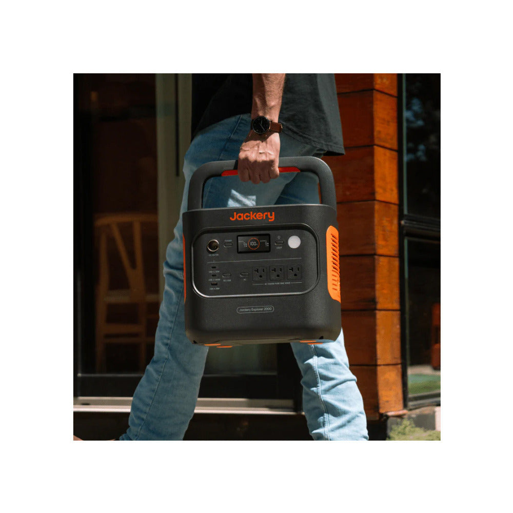 Jackery Explorer 2000 v2 Solar Generator with a SolarSaga 200W Solar Panel