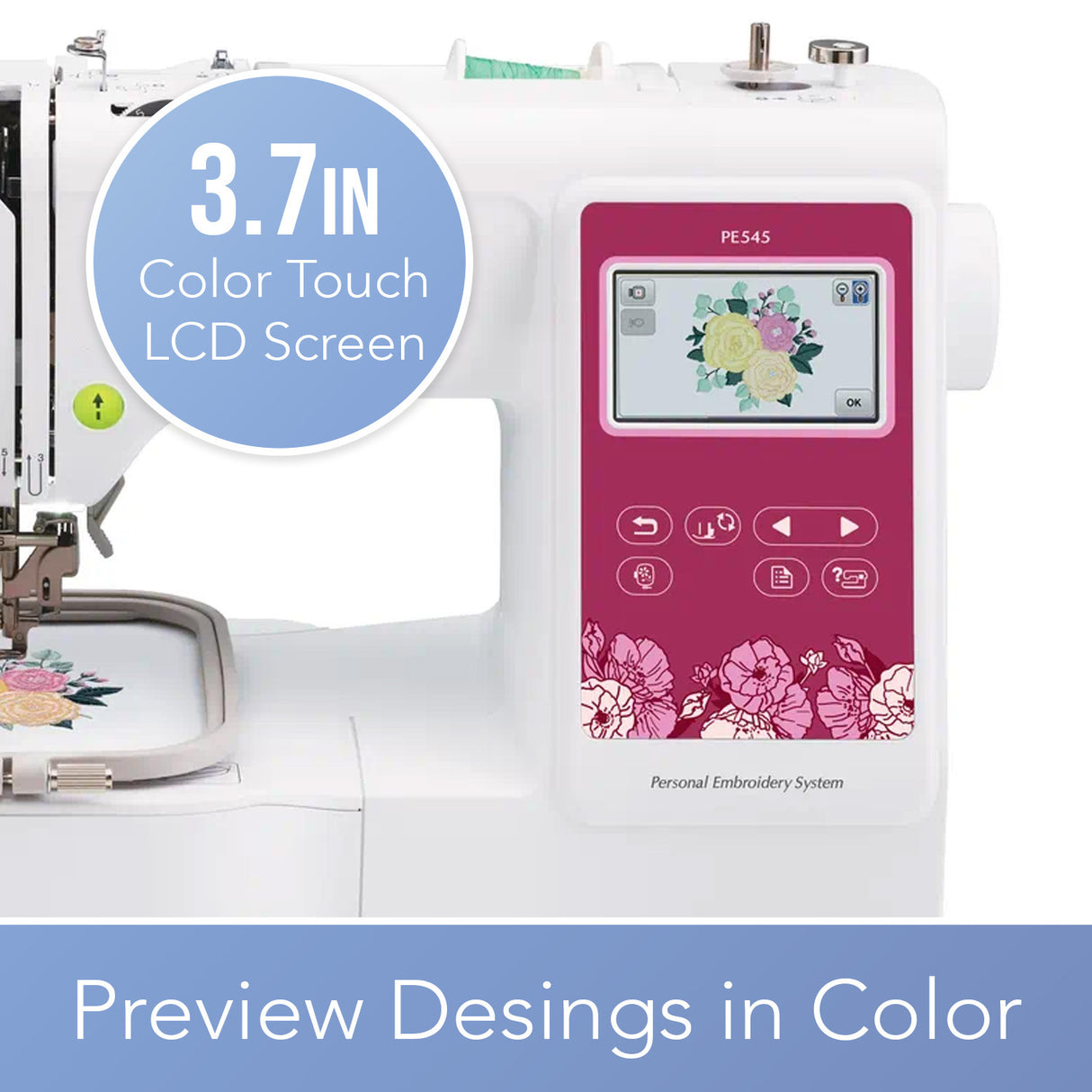 Brother Elite PE545 Computerized LCD Display Embroidery Machine Bundle (4 Items)