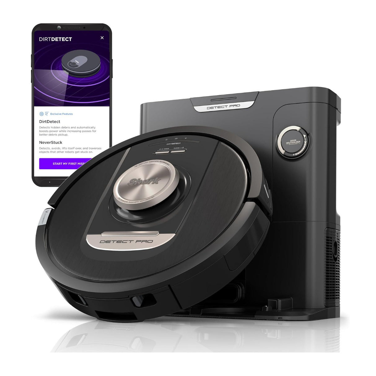 Shark RV2820AE Detect Pro Self-Empty Robot Vacuum (Black, Renewed) (Certified Refurbished)