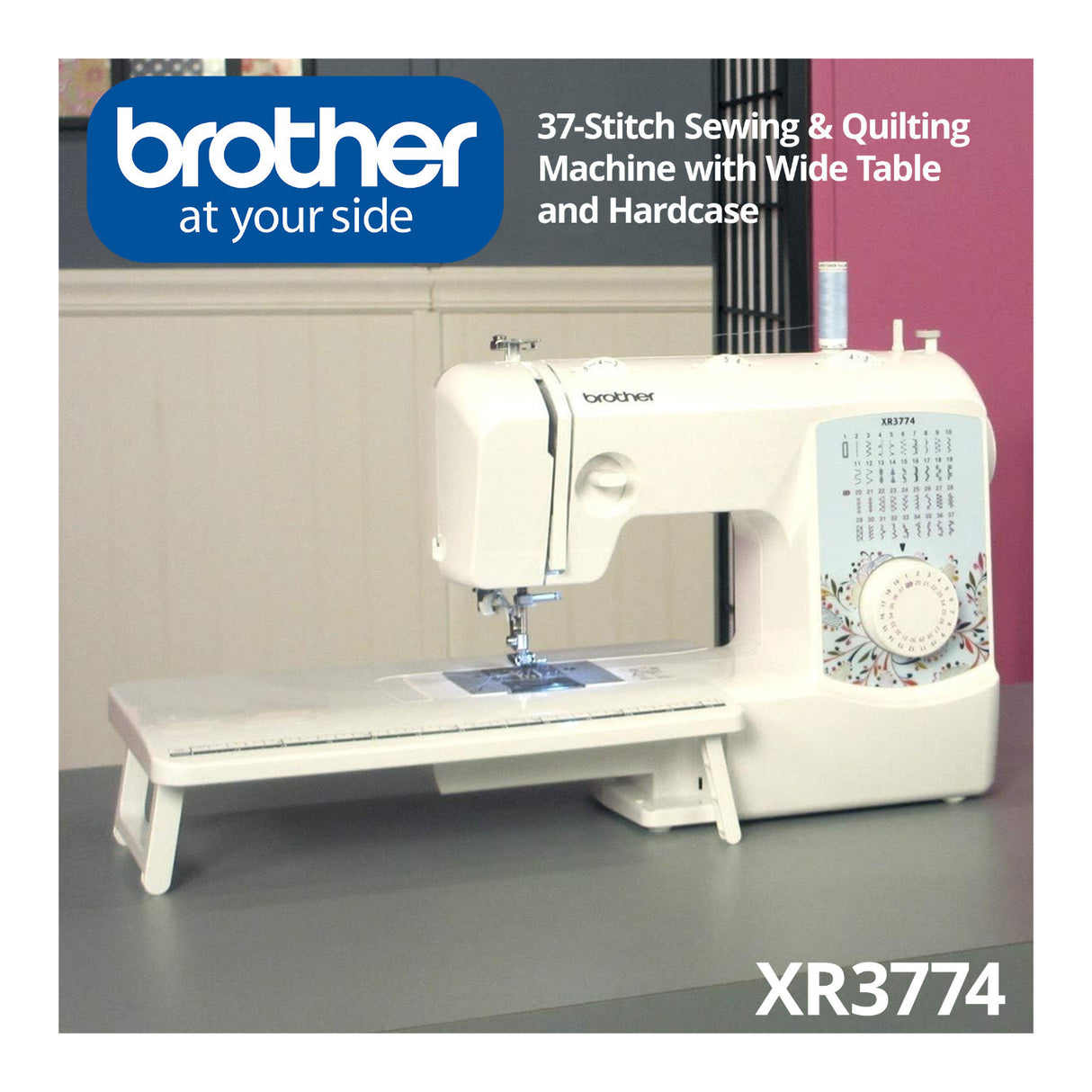 Brother XR3774 Wide Table Sewing and Quilting Machine with Hard Case Bundle