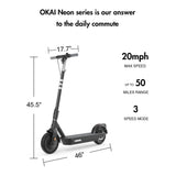 OKAI Neon Pro ES30 Electric Scooter - 50 Mile Range with 10-inch Tubeless Tires