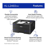 Brother HL-L2460DW Wireless Compact Monochrome Laser Printer (Black)