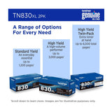 Brother Genuine TN830XL 2PK Black High Yield Printer Toner Cartridge (2-Pack)