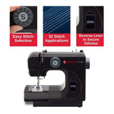 SINGER M1000 Mending Machine with 32 Stitch Applications and LED Light (Black)