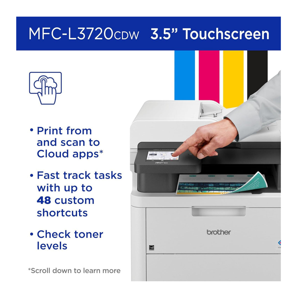 Brother MFC-L3720CDW Color All-in-One Laser Printer, Network Ready (White)