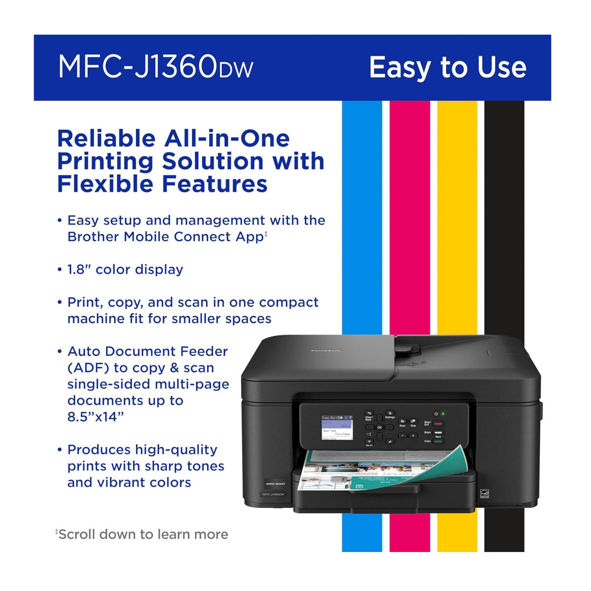 Brother Work Smart 1360 Wireless Color Inkjet All-in-One Printer