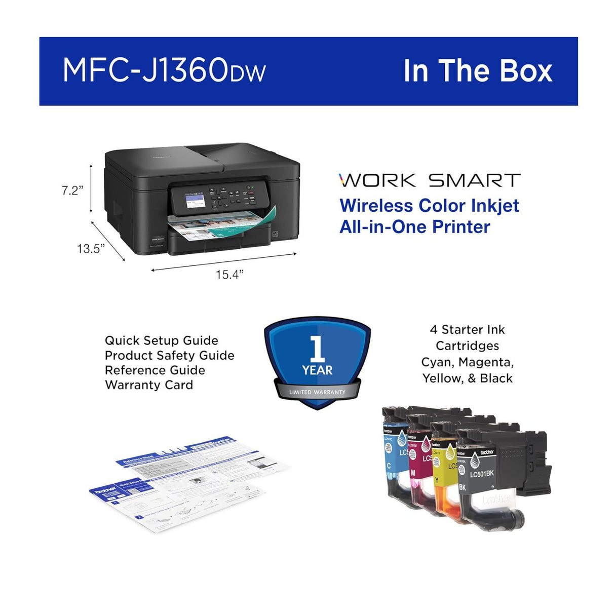 Brother Work Smart 1360 Wireless Color Inkjet All-in-One Printer