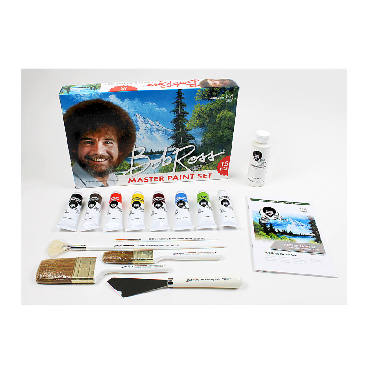Bob Ross 2-in-1 Floor Standing Tabletop Studio Easel Bundle with Paint Set