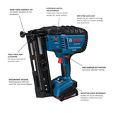 BOSCH GNH18V-16MAB12 18V Brushless Finish Nailer Kit with Power Battery
