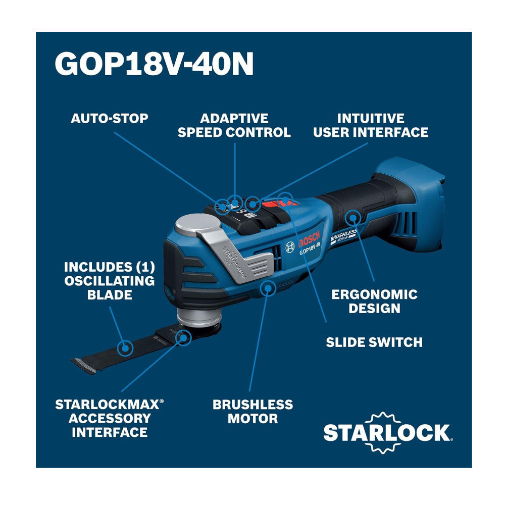BOSCH GOP18V-40N 18V Brushless StarlockMax Oscillating Tool